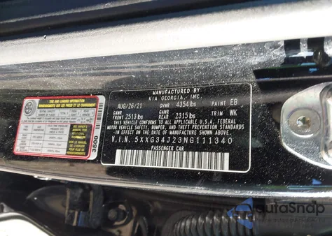 2022 Kia K5 Ex z USA, uszkodzony, nr VIN 5XXG34J23NG111340